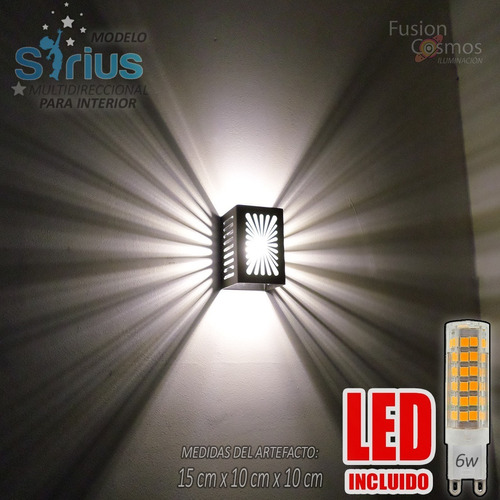 Aplique Pared Interior Bidireccional Moderno Efectos Led 6w