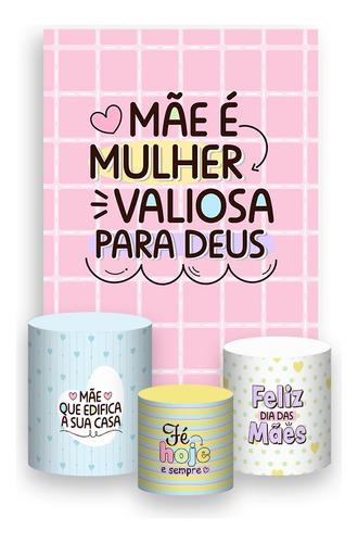 Painel Vertical 1,5x2,2 + Trio De Capa - Cristão Dia Mães 33 Cor Colorido