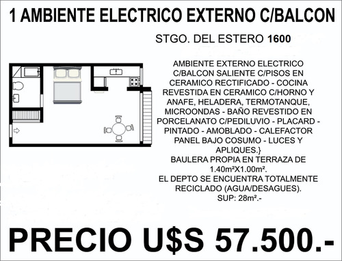 Departamento 1 Ambiente Externo Con Balcon