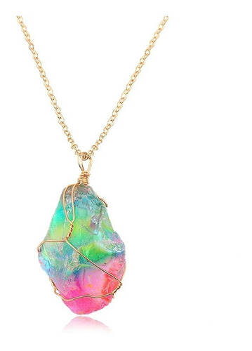 Collar Piedra Cristal Arco Iris Chakra Hombre Mujer Moda