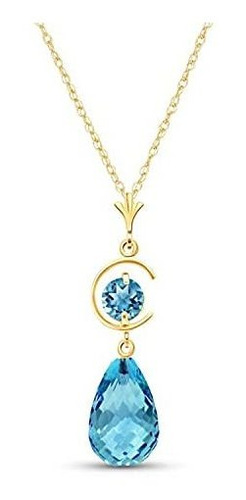 Collar - 14k Solid Gold Necklace With Natural Blue Topaz