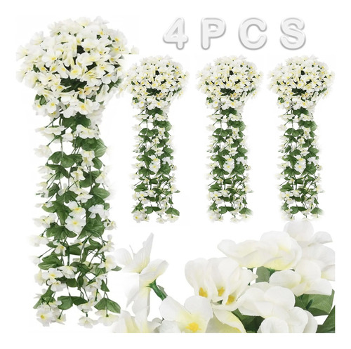 A 4pcs Flores Artificiales Violeta Decoración Fiesta Bod.