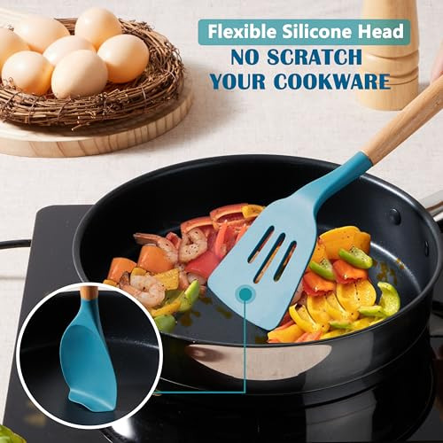 Set De Utensilios De Cocina De Silicona Azul E-far, Juego De