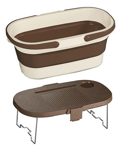 Cesta De Picnic Plegable Con Tapa Y Mesa De Café Con Leche