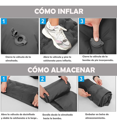 Colchón Inflable Portátil Acampar Dormir Doble Ultraligera