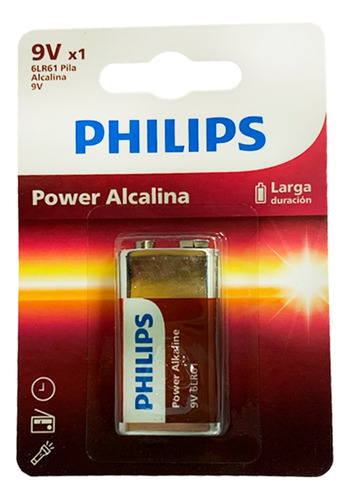 Bateria Power Alcalina Phillips 9v 