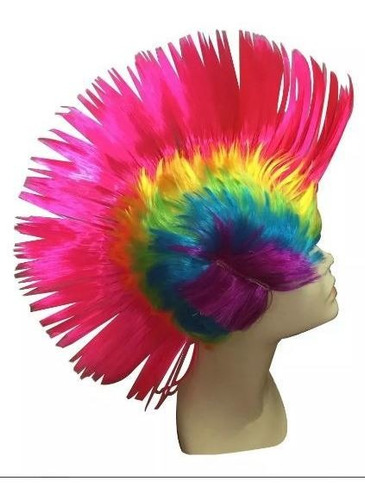 Peruca Moicano Punk Cabelo Colorida Fantasia Cosplay Anime