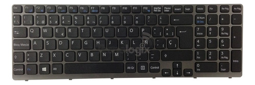 Teclado Sony Vaio Sve15 Series com moldura cinza em espanhol