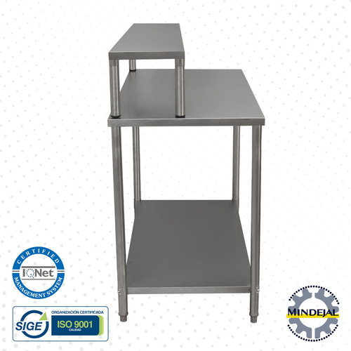 Mesa Con Repisa Acero Inoxidable 110x60x90 Cm