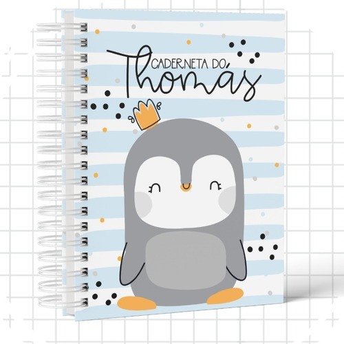 Caderneta De Vacina Personalizada Com Nome - Pinguim Branco