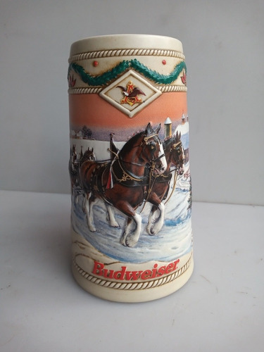 Imagen 1 de 6 de Antigua Vaso De Cerveza Budweiser De Losa 1996 De Colección 