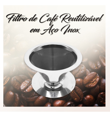 Imagem 4 de 5 de Kit Jogo Chaleira Apito Filtro Coador Café Inox Reutilizavel