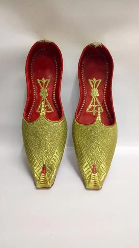 Zapatos Arabes Antiguos Gobelino Oro Y Cuero Talla 42 Hombre