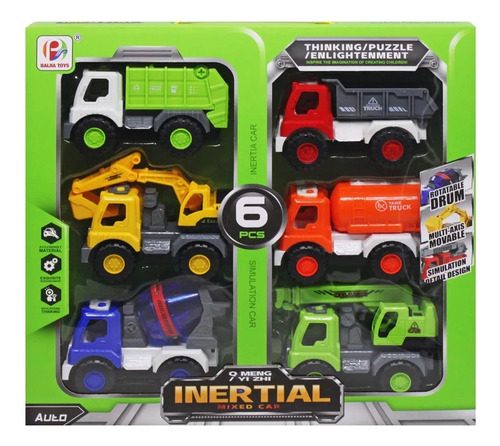 Set Carros Construccion Volqueta Escavadora Juguete Niños