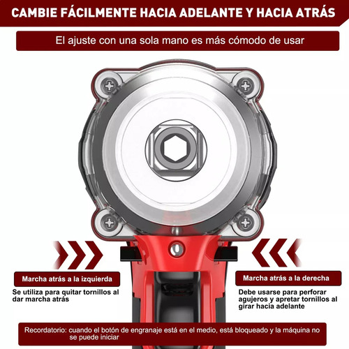 Pistola Llave de impacto inalámbrica Conentool de 850 nm, iones de litio, 2 baterías, color rojo, 127 V, 800 W