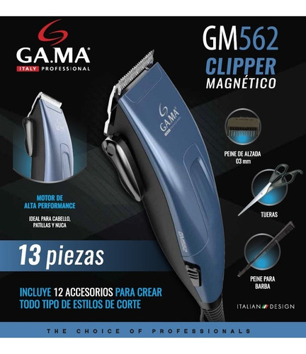 Maquina Corta Pelo Gama Gm 562 13 Piezas Con Cable