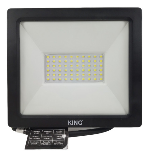 Reflector Led 50w King Alta Potencia P/exterior Luz Fria X2u