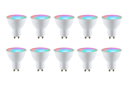 10 Ampolletas Inteligentes Rgb Multicolor + Blancos Gu10 9w