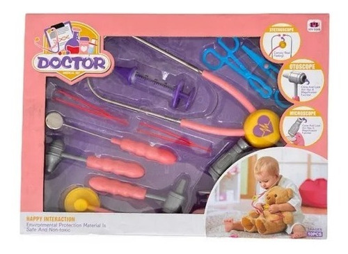 Set Infantil De Doctor Kit Médico Rosa9503