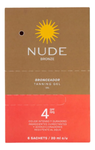 Nude Bronceador Tanning Gel Caja 6 Sobres 20ml