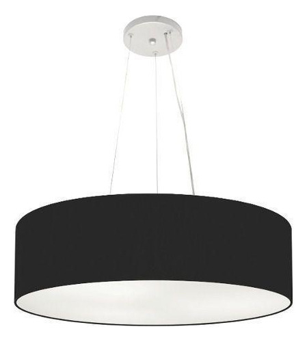 Lustre Pendente Cilíndrico Md-4029 Cúpula em Tecido 60x15cm Preto - Bivolt