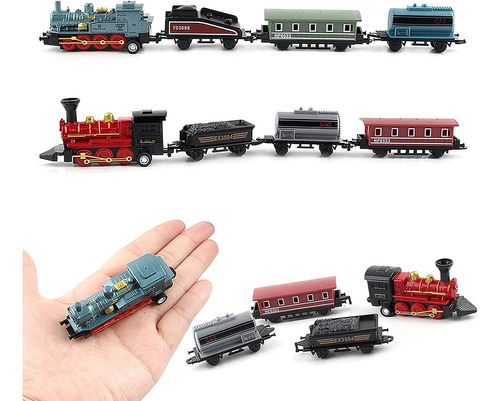 Mini Aleación Retro Steam Train Toy Kit Diecast Pull B...