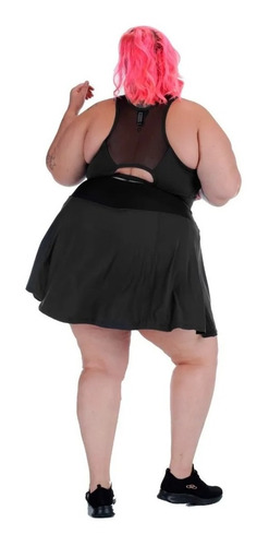Imagem 3 de 5 de Shorts Saia Esther Plus Size Fluity/emana Preto Wonder Size