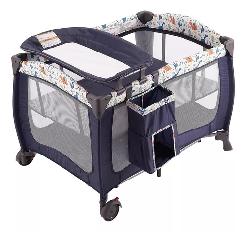 Cuna Corral Para Bebe Plegable,Cambiador,Organizador Azul