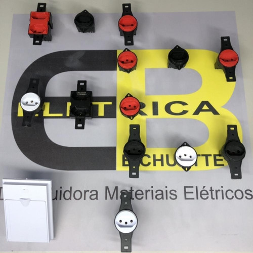 Tomada 2p+t 10a Redonda Piso Haste Curta Preta Blux