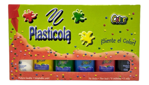 Imagen 1 de 1 de Adhesivo Vinilico Plasticola 40g.x 6 Colores