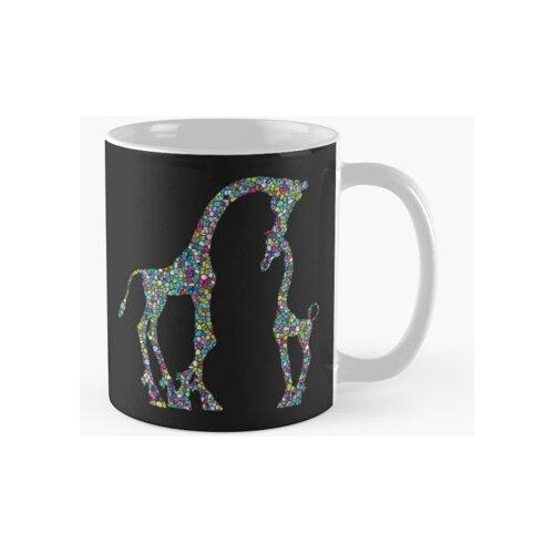 Taza Silueta De Jirafa De Madre E Hijo De Baldosas Poliprism