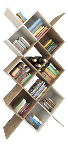Playcon Estante Librero Organizador Colmena, 86.6x170.9x30cm Color Tzalam/blanco