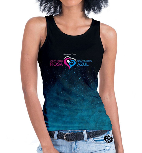 Regata Feminina Outubro Rosa Novembro Azul Roupa Camiseta 1