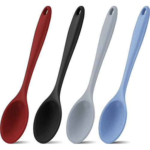 4 Pieces Large Silicone Mixing Spoon Heat Resistant Sil...