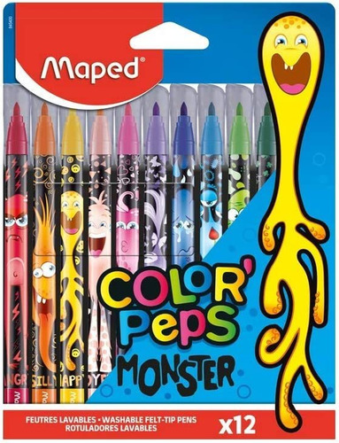 Caneta Hidrografica Color Peps Monsters Caixa X 12 -maped