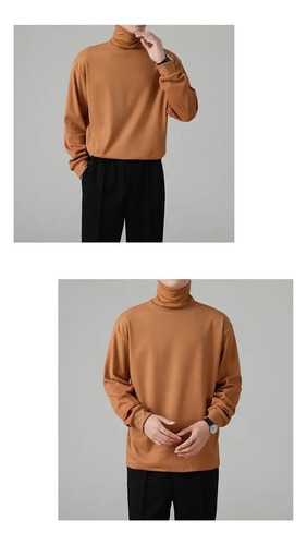 Camiseta De Terciopelo De Manga Larga Con Cuello Alto Para H