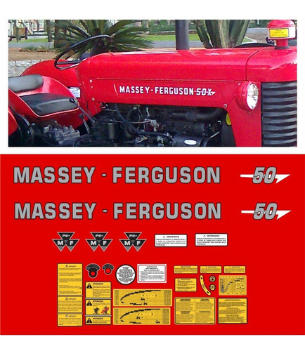 Kit Adesivo De Trator Massey Ferguson Mf 50 + Etiqueta Mk Cor Adesivo Massey Ferguson Mf 50