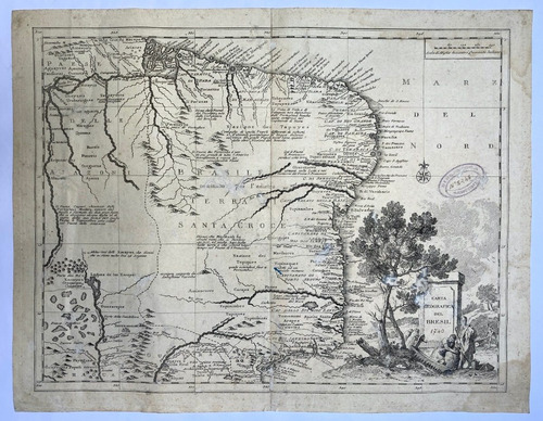 (mapa) Albrizzi. Carta Geografica Del Bresil. Venezia 1740. 