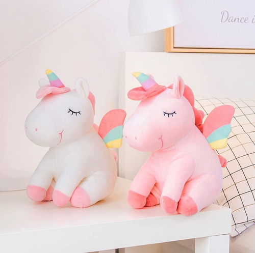 Peluche Unicornio Con Alas De Arcoiris 25cm Cute Importado