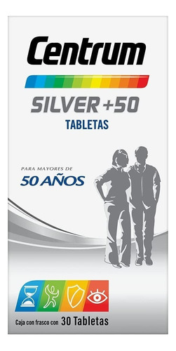 Multivitamínico Centrum Silver +50 Adultos con Vitamina B Vitamina C Calcio Potasio y Zinc 30 Tabletas