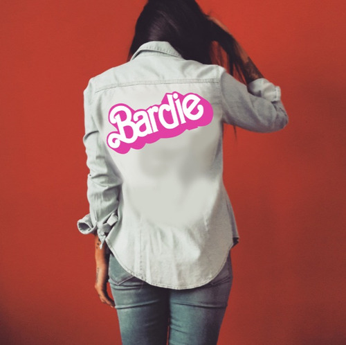 Camisa Jean Celeste Claro Bardie Barbie Estampada Pintada