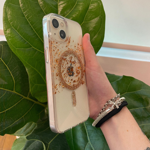 Funda Magsafe Glitter Dorado Para Iphone 11-16 Pro/promax Glitter Dorado Iphone 16 Pro Max