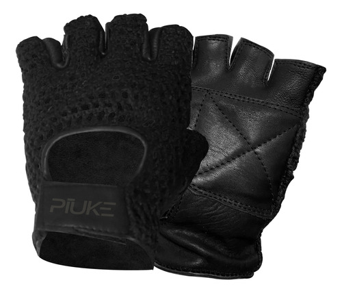 Guantes Gym Piuke Deportivos Pesas Gimnasio C/ Cuero Pu New