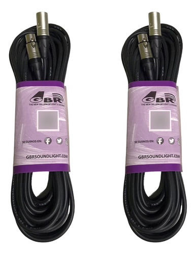 Combo 2 Cable Gbr Dmx 120ohms 10 Mts Canon Canon Xlr Pro Led