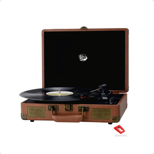 Vitrola Retro Maleta Toca Discos Vinil Caixa De Som Embutida 10w Bluetooth Com Agulha Rubi Extra