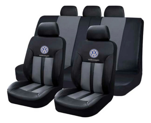 Cubreasiento Funda Ecocuero Negro Volkswagen Logo Bordado