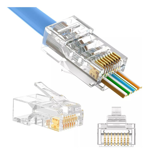 Conector Rj45  Paso Facil Cat6 100 Unidades Pass Through 