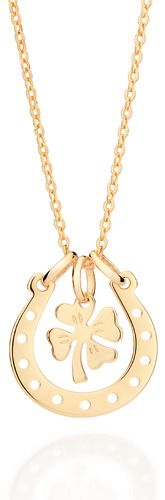 Gargantilha Com Pingente Trevo E Ferradura 532513 Rommanel Cor Dourado