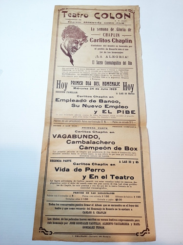 Rosario Chaplin Teatro 1929 Afiche Original Ro 1356