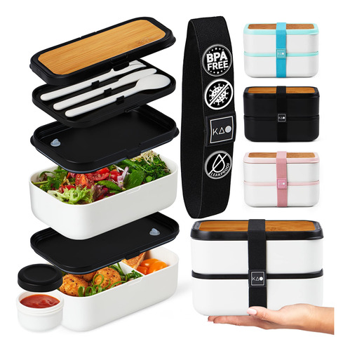 Karrico Caja Bento Doble Premium, 68 Onzas Liquidas Sin Bpa,